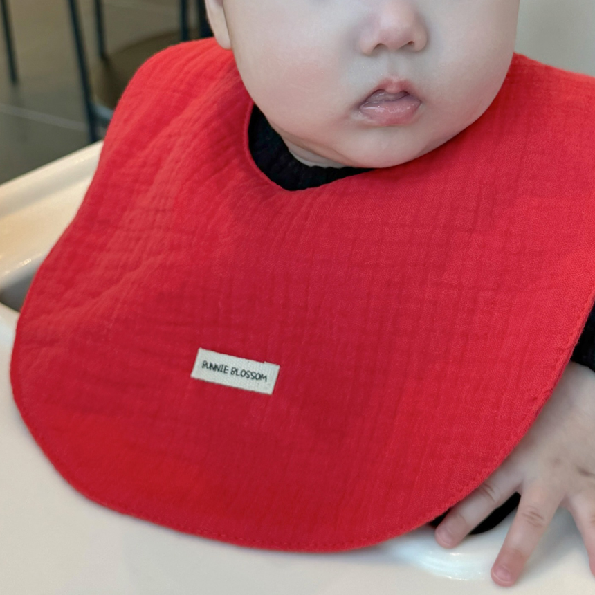 바니블라썸 턱받이 아기 7겹 요루거즈 이유식 턱받이 순면 거즈빕 침받이 다크핑크