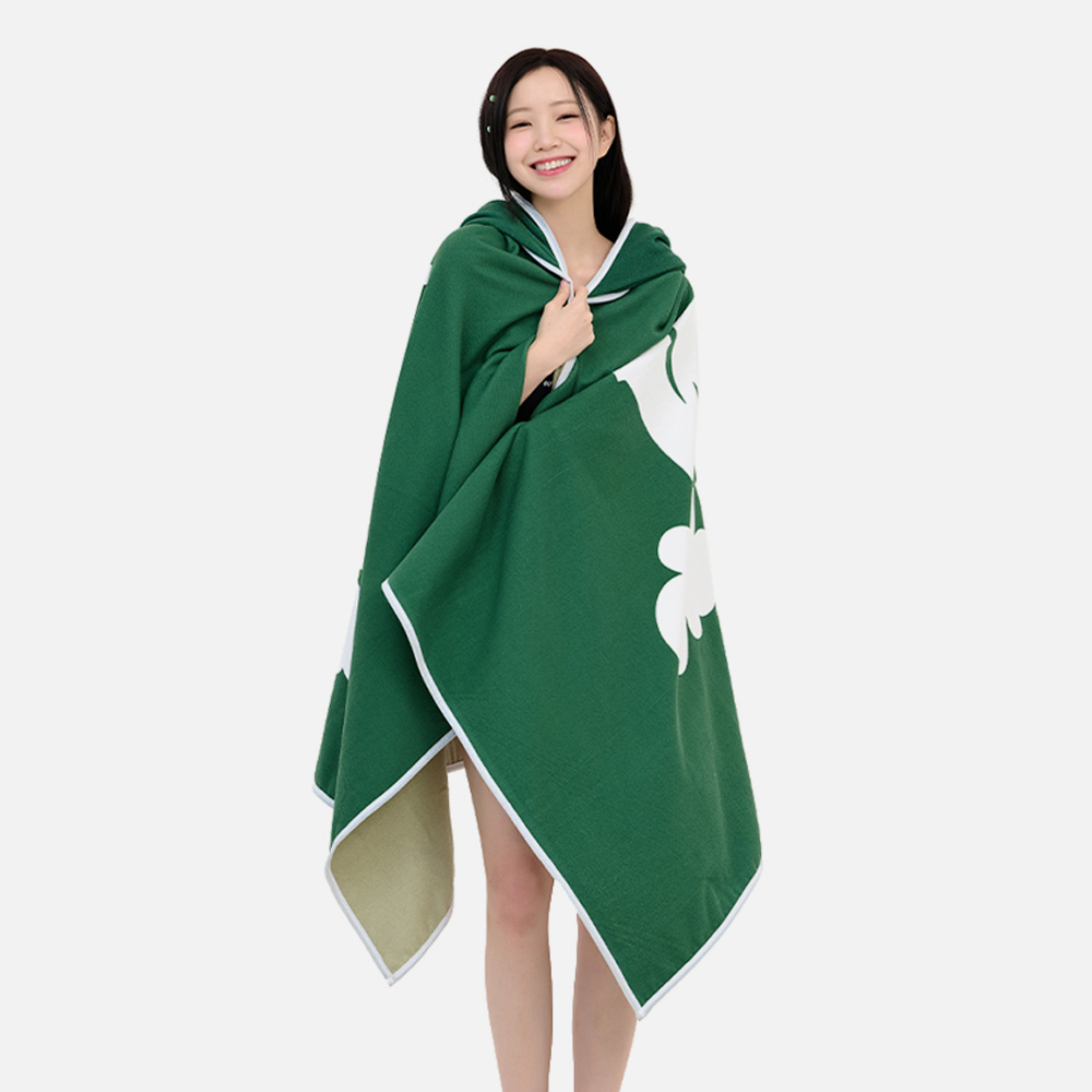 위크나인 극세사 입는 가벼운 대형타올 성인 후드 비치타올 로버 아이보리