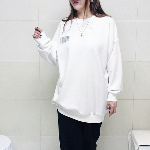 (국산면원단/국내자체생산) T1038 남녀공용 앞뒤 바코드 맨투맨 티셔츠 20대30대여성의류 이미지 6