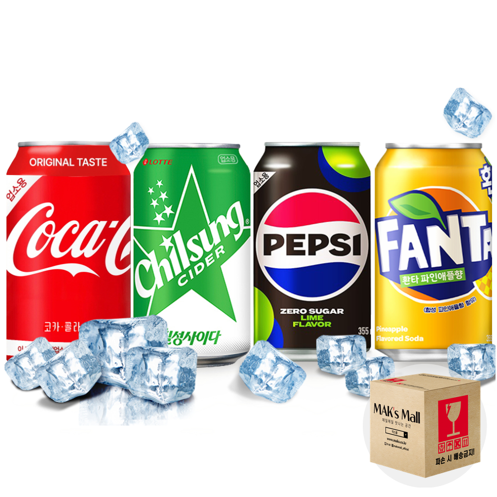 뚱캔 캔음료 음료수 코카콜라 펩시제로 칠성사이다 환타파인 355ml 24캔 각6개씩 도매