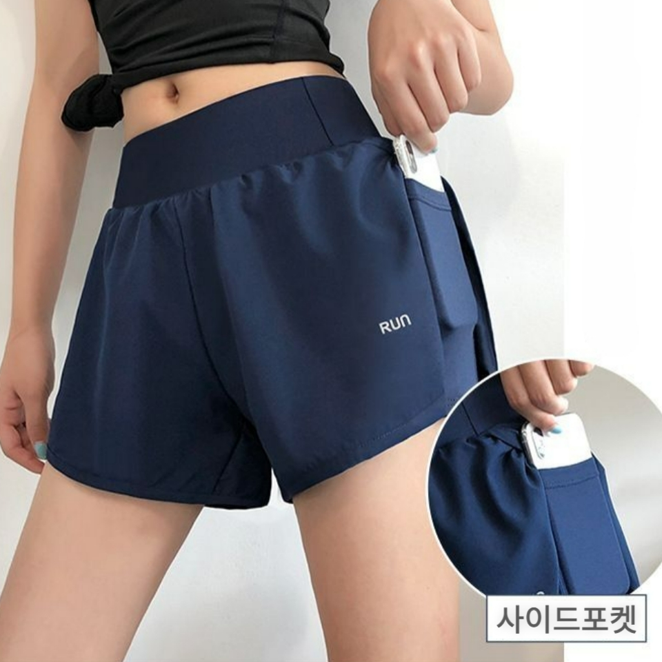 여성 러닝 숏팬츠 러닝복 사이드포켓 투인원 히든포켓 속바지 레깅스 반바지 운동복