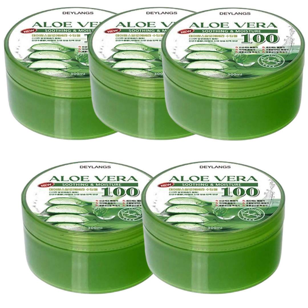 데이랑스 알로에 수딩젤 100 300ml 5개 세트 무알콜 천연보존제 사용 진정  보습 수분크림 바디크림 바디로션 저자극 제품 이미지