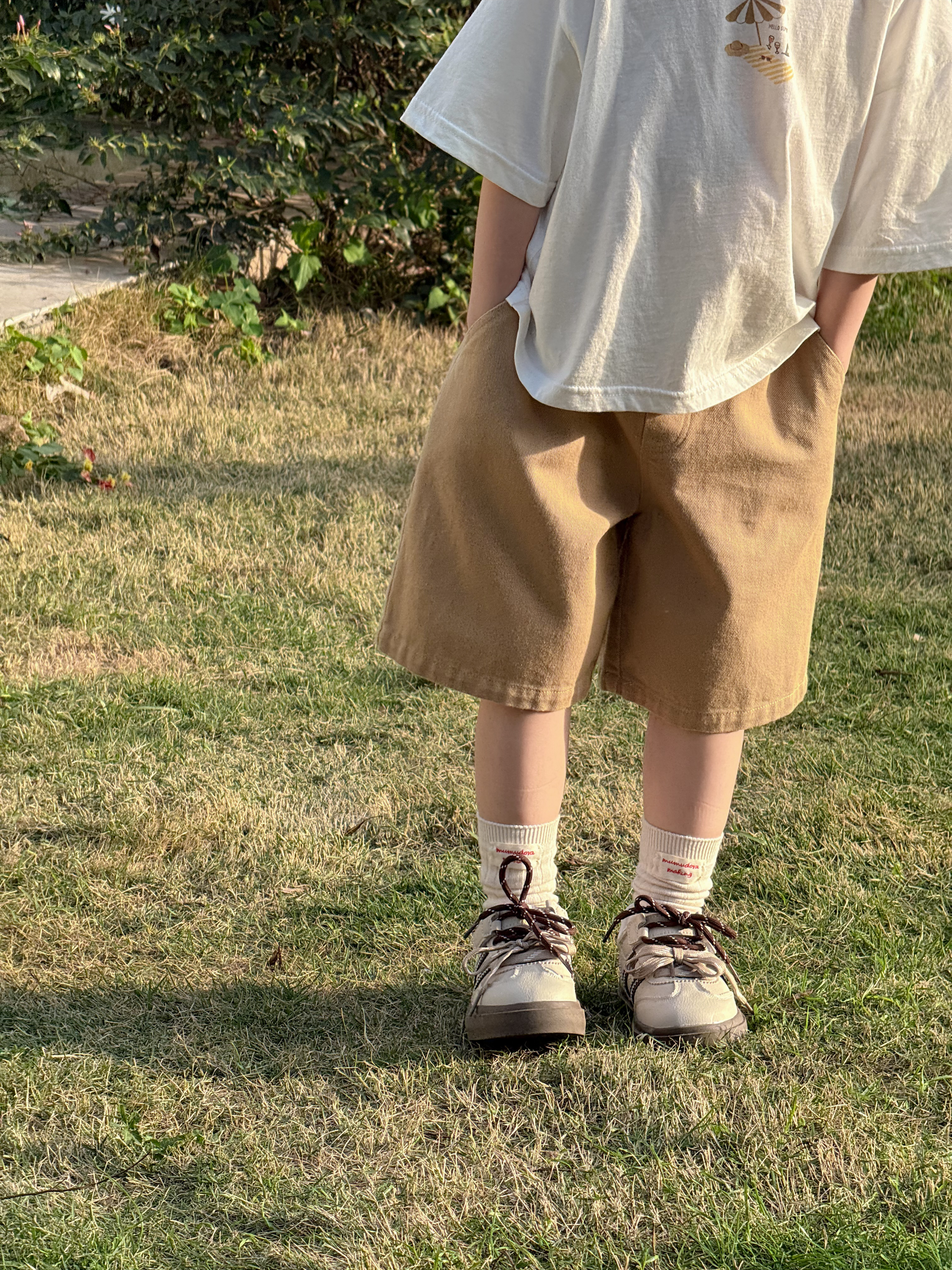 Irene's Closet 피그먼트 워싱 와이드 5부 반바지 유아 주니어 여름