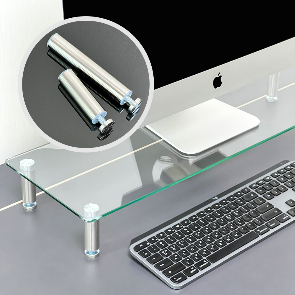 비컴피 강화유리 모니터 받침대 높이조절 컴퓨터 받침 높은 투명 선반 기본형 560