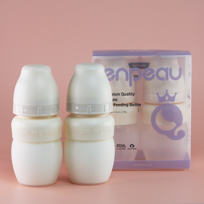 앙뽀Q 트윈팩(2P) 노꼭지160ml 280ml 배앓이방지 실리콘 신생아젖병 국내생산 - 상세 이미지 3