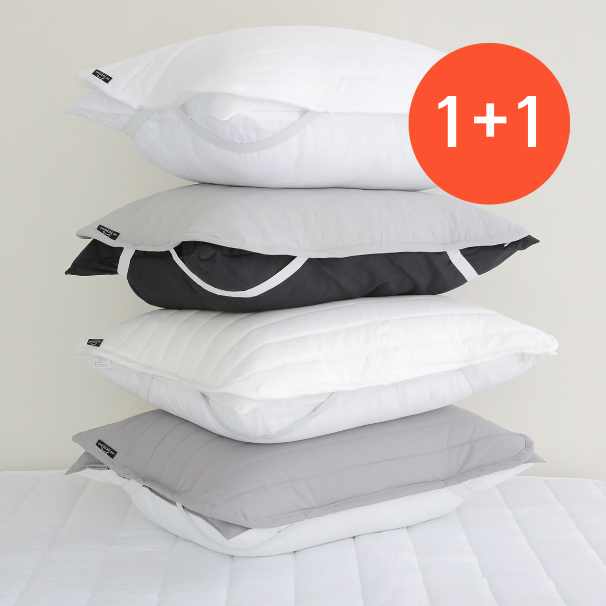 엠시베딩 밴딩베개커버 교체하기 편리한 1+1 알러지케어 베개커버 5070