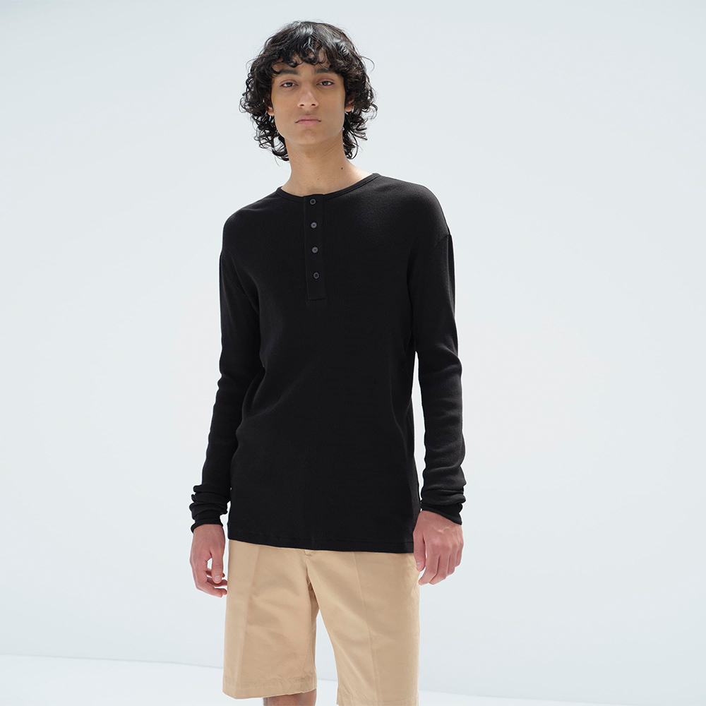 오라리 맨즈 긴팔티 ORGANIC SOFT RIB HENLY NECK P/O 25SS 남자 헨리넥 - 상세 이미지 4