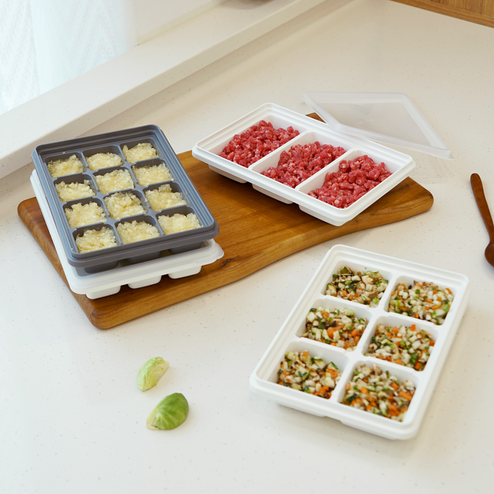 [N단독구성][2+4]스카이락 점보2호 이유식 큐브 보관용기 인케이스8칸 2P+칸칸 이유식 소분용기 4P