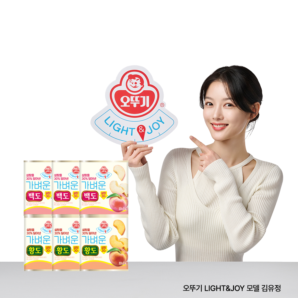 오뚜기 LIGHT&JOY 가벼운 황도 280g 3개+백도 280g 3개 - 상품 이미지