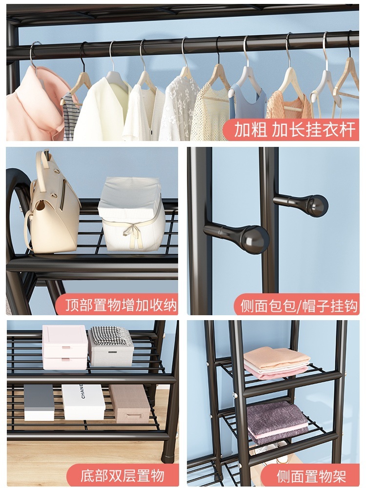 2단 선반행거 A자 폴딩 튼튼한 이동 건조대 철봉 빨래  제트 60-블랙-단일레이어메쉬 큰 - 상세 이미지 5
