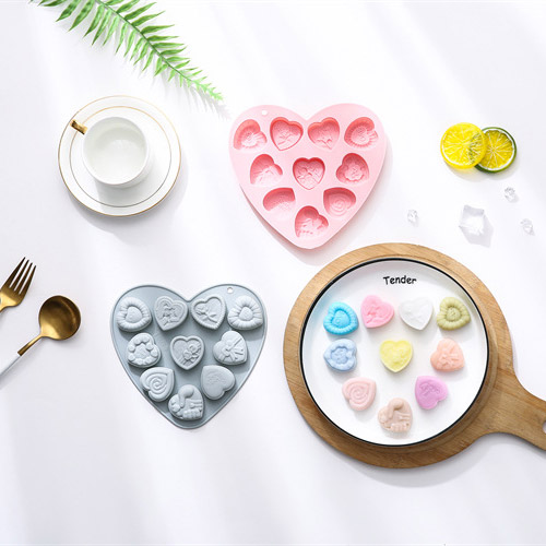 하트모양10종 실리콘몰드 핑크 블루 색상랜덤1개 예쁜 귀여운 미니 틀 실리콘두바이초콜릿 이미지 6