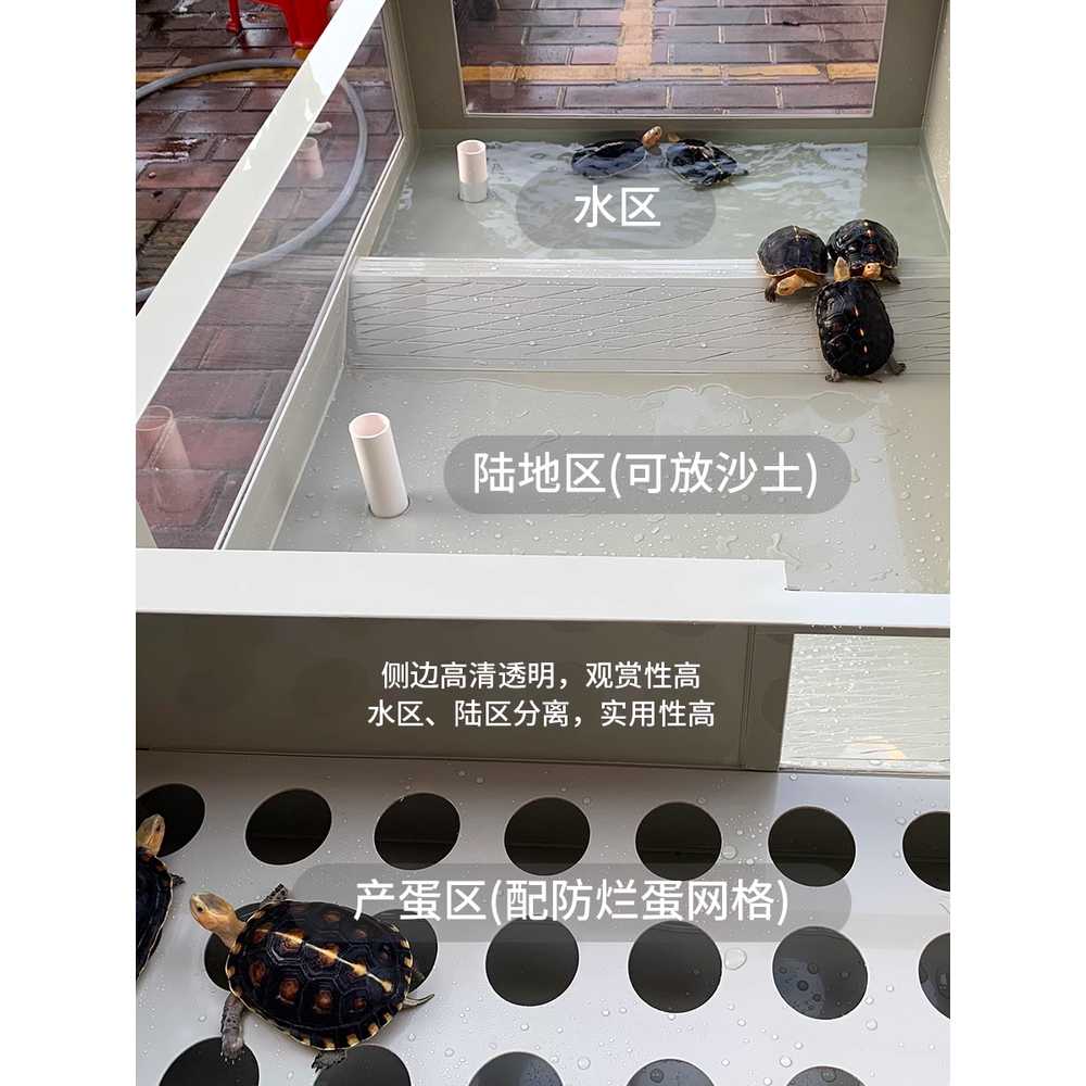 거북이수조 아크릴 열대어 반수생 키우기 수족관 어항 80xH30cm - 상세 이미지 2