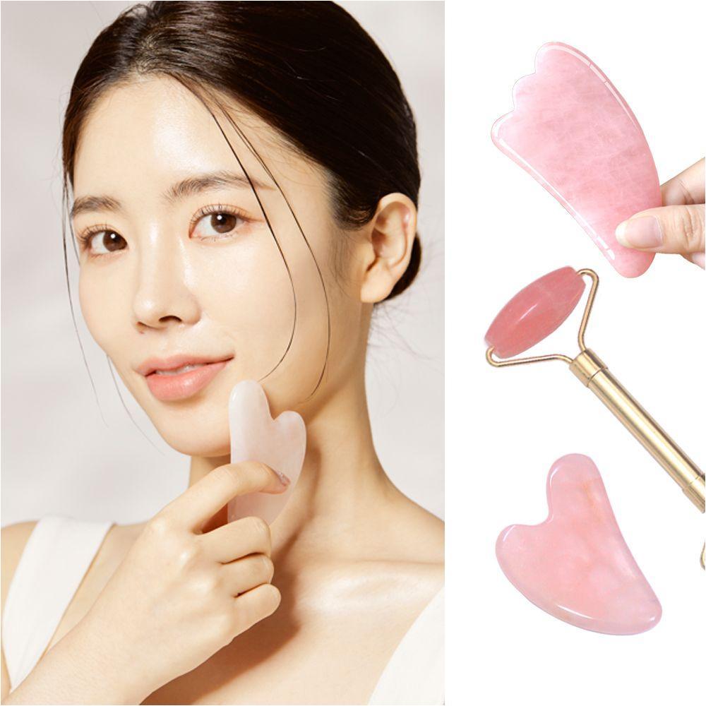 로즈쿼츠 괄사 마사지 얼굴 허벅지 롤러 홈 케어 기 리프팅 봉 다리 페이스 턱 피부홈 기구 쿨 링 스틱 팔 : 말랑바다샵