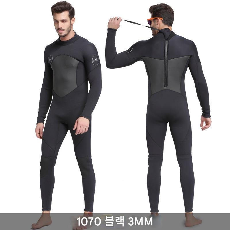 서핑슈트 3mm 웻슈트 프리다이빙 다이빙 잠수복 바다수영 스노쿨링 해루질 1070 블랙 - 상품 이미지