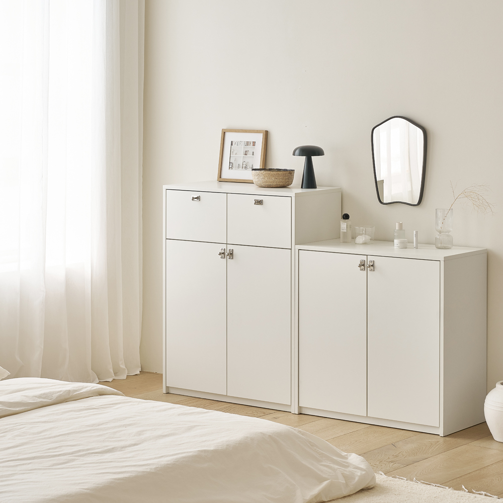 빌레오 베슬라그 수납장 모듈 다용도 거실 맘마존 (더 높은/서랍형 800), 3단, 소프트화이트