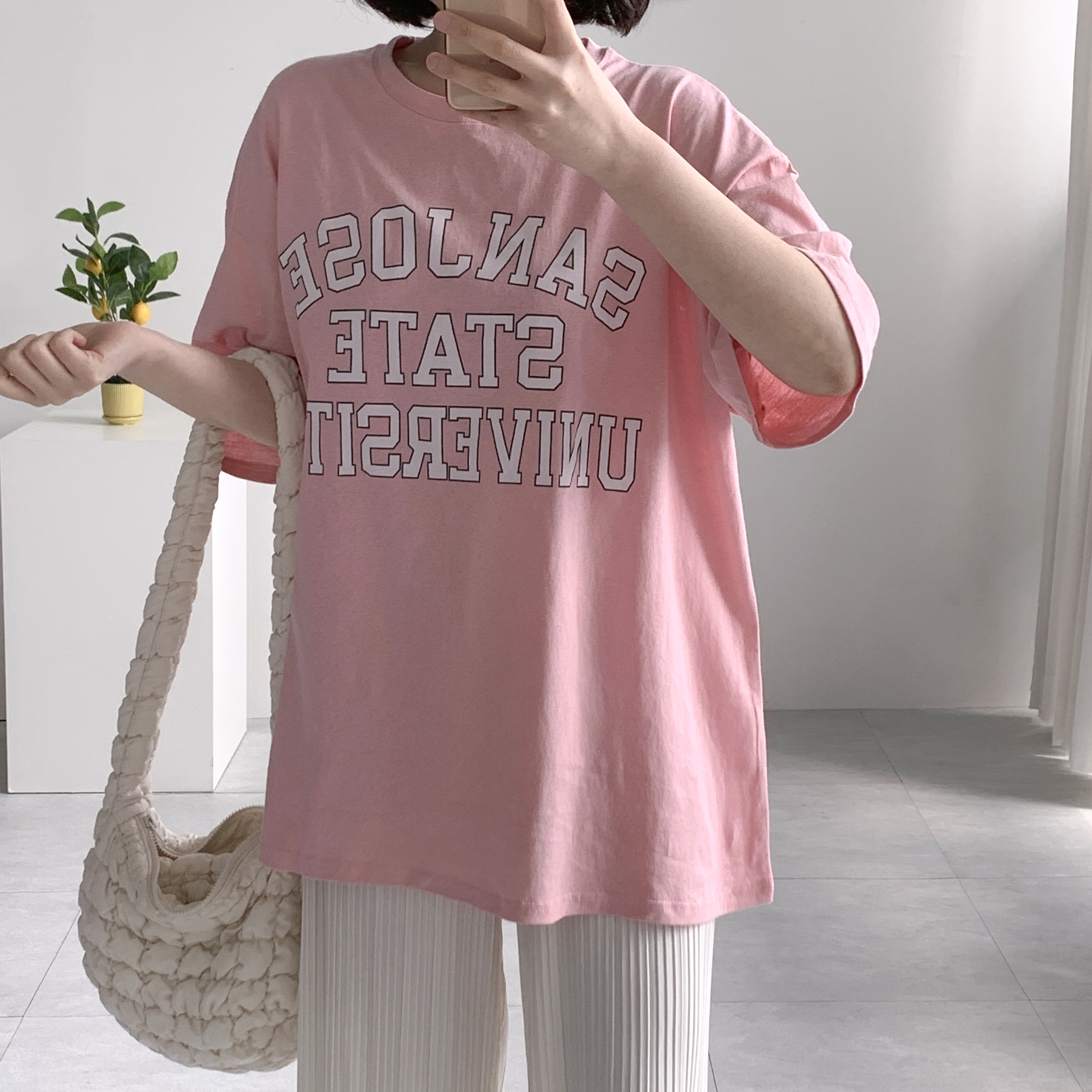 유니 레터링티셔츠 레깅스롱티 임산부티셔츠 이미지 7