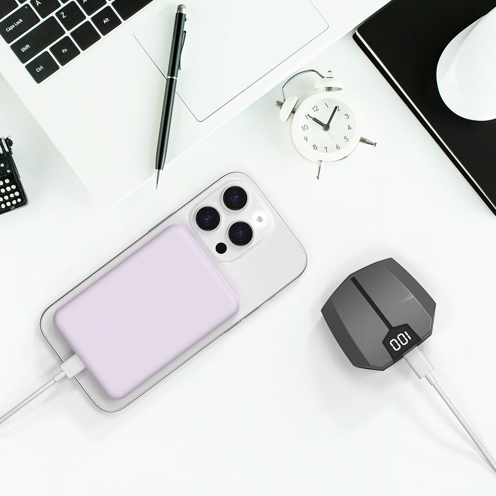필 M05 맥세이프 10W 무선 충전 보조배터리 5000mAh, 폴라 화이트 이미지 6