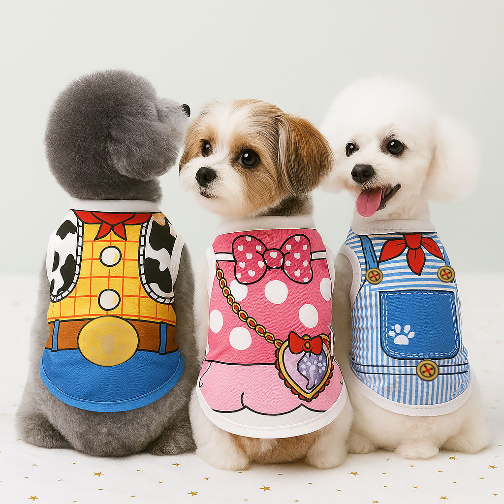 1004/ 강아지 민소매 나시 패턴 티셔츠 반려동물옷 소형견,중형견 애견 외출복 산책복 - 상세 이미지 3
