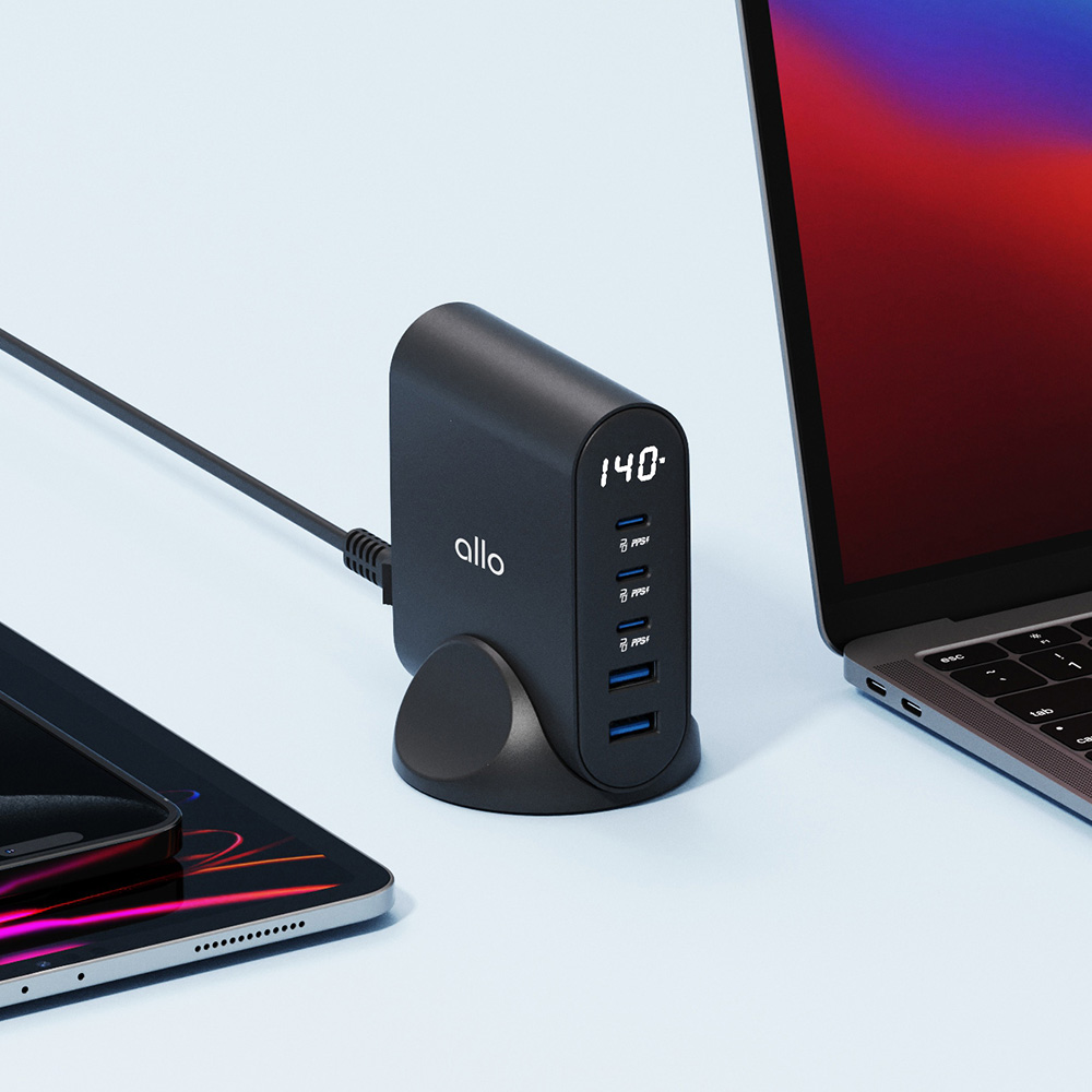 알로코리아 140W GaN 프로 PD PPS 초고속 5포트 멀티 충전기 UC5140GPD