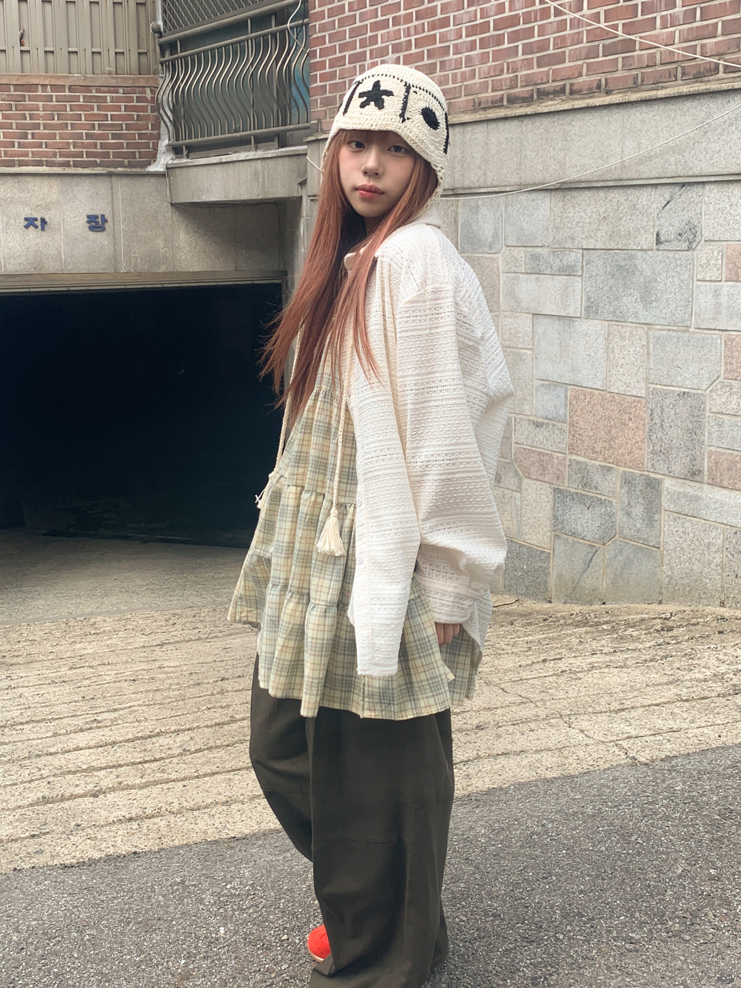 [인기!] 스타 라운드 패턴 뜨개 여름 귀도리 모자 2color 상세 이미지 16