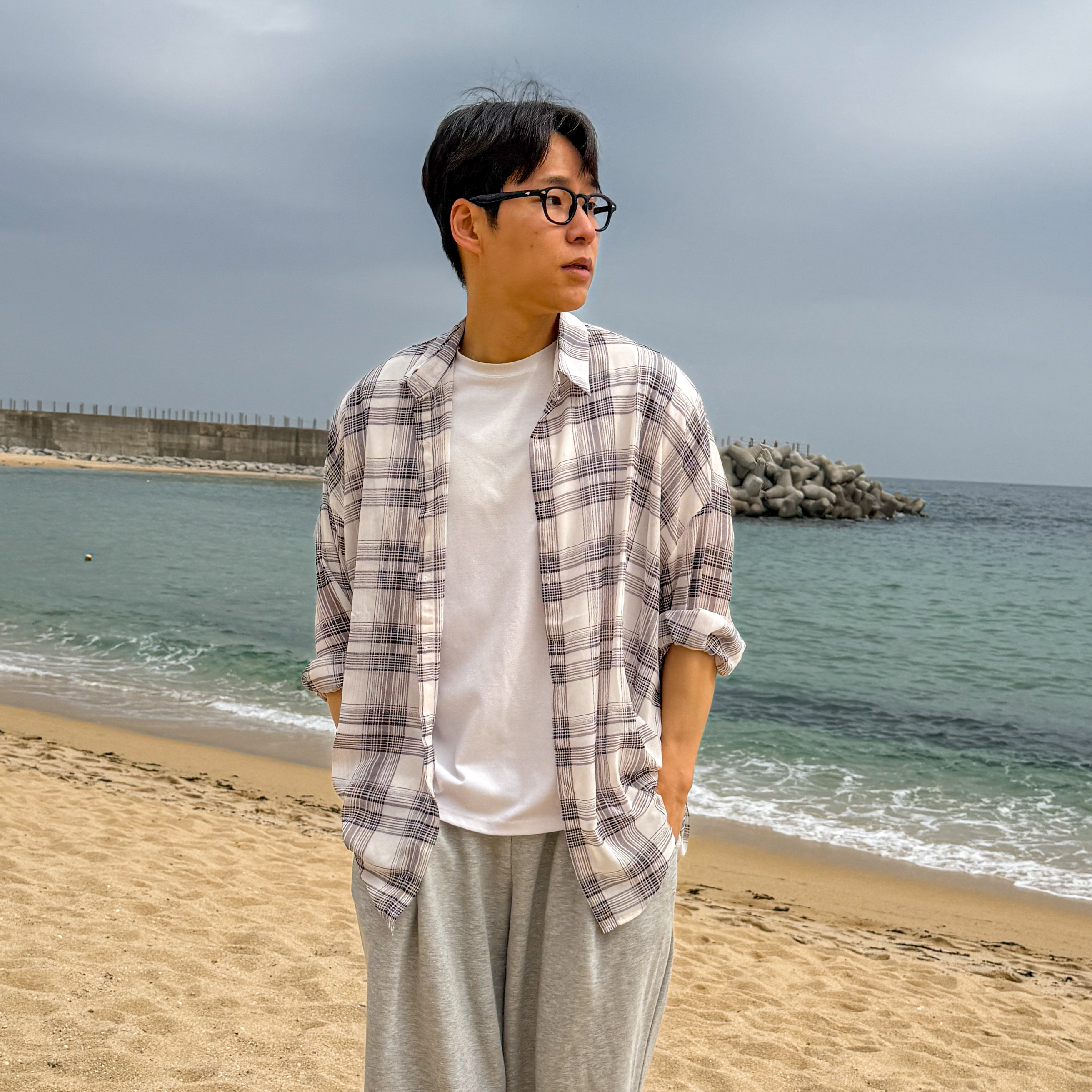 남자여름체크셔츠 린넨체크셔츠 - 상세 이미지 3