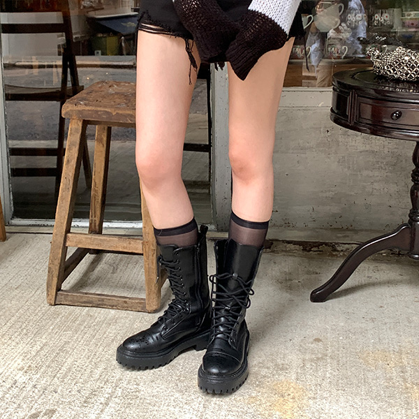 로건 워커 미들 롱 레더 부츠 sh3543 - 상품 이미지