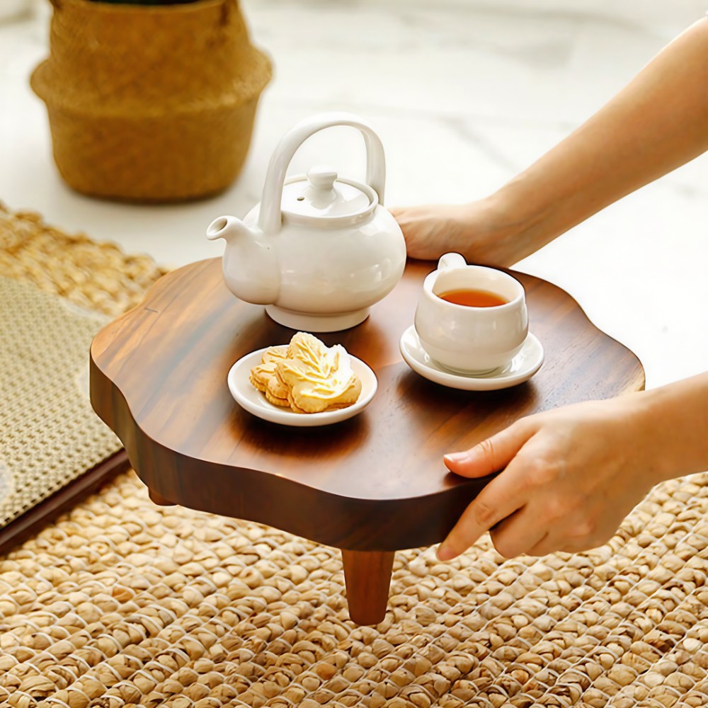 미니 다도 통원목 찻상 낮은 꽃소반 연화반 손님차탁 전통 테이블 나무 다과 작은상 티타임