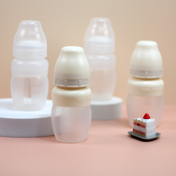 앙뽀Q 트윈팩(2P) 노꼭지160ml 280ml 배앓이방지 실리콘 신생아젖병 국내생산 - 상세 이미지 2