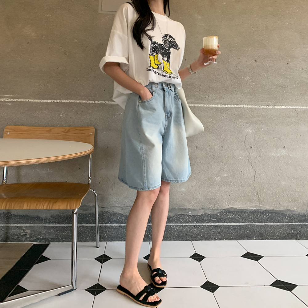 디모네 와이드핏 데님 반바지 - 상세 이미지 2