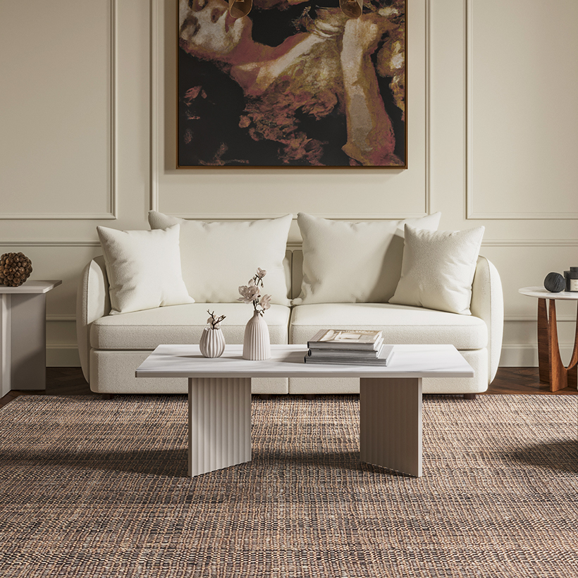 까사미아 로네 소파 스툴미포함, 화이트, 3인용