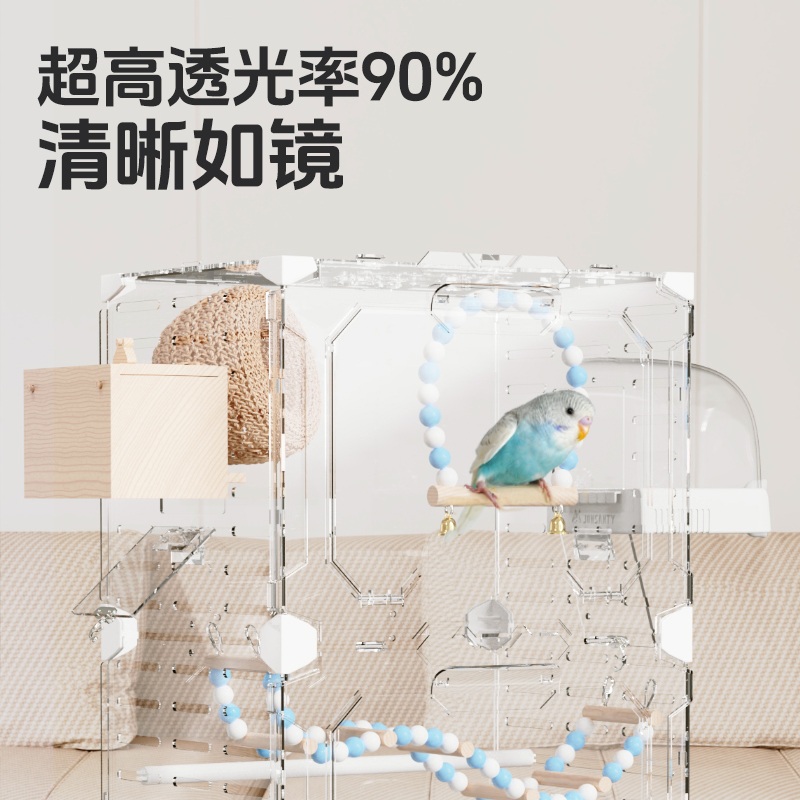 아크릴 대형새장 하우스 케이지 둥지 날림장 투명 조류 사육장 놀이터 새집 앵무새 - 상세 이미지 3