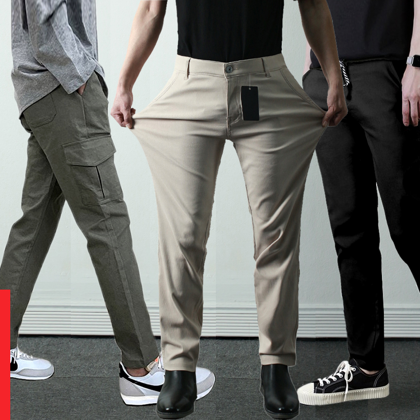 남자면바지 남성 카고바지 스판 치노팬츠 빅사이즈 9부 밴딩 고무줄 가을