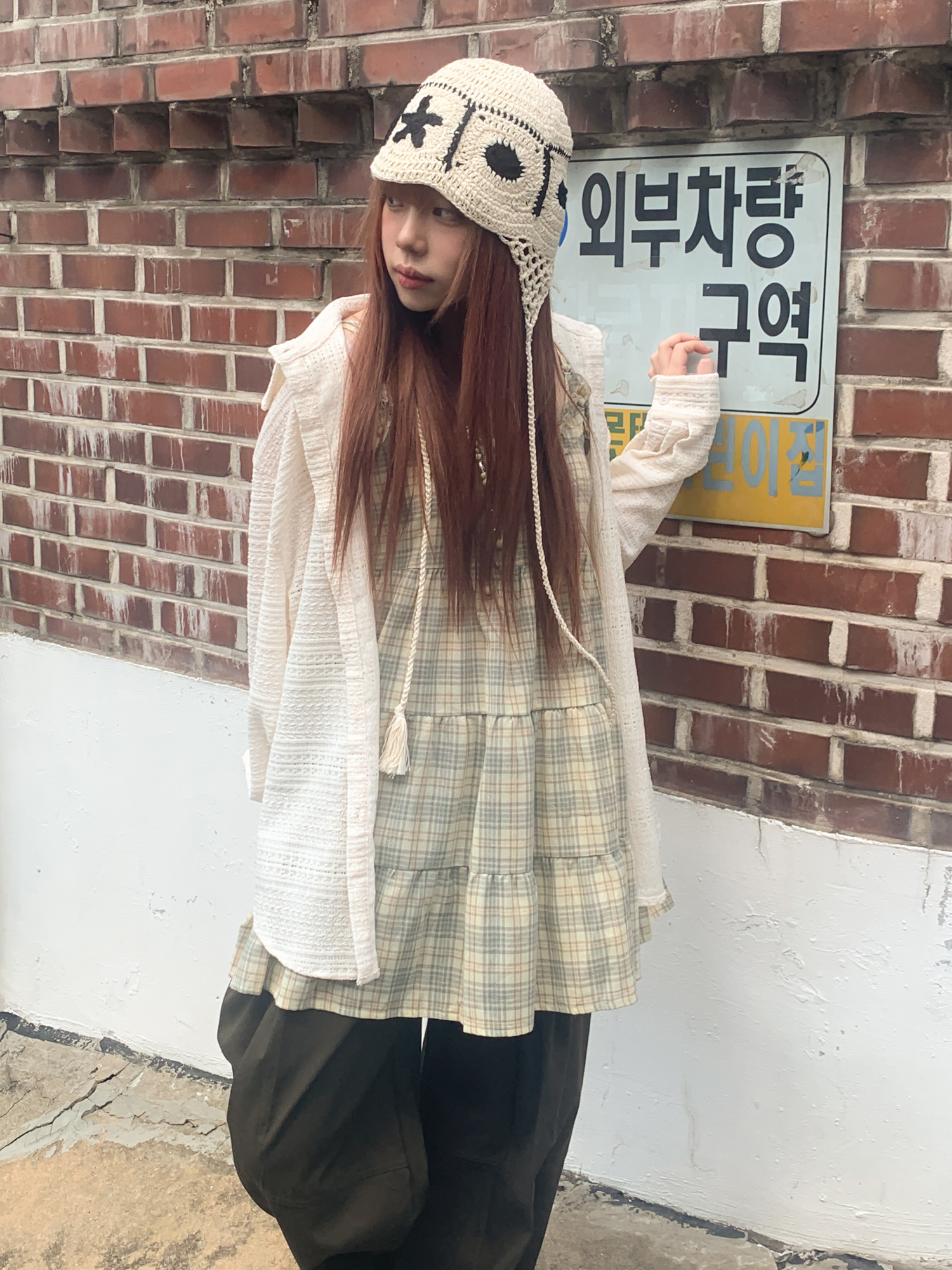 [인기!] 스타 라운드 패턴 뜨개 여름 귀도리 모자 2color 상세 이미지 13