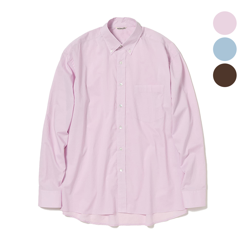 오라리 맨즈 셔츠 WASHED FINX TYPEWRITER BUTTON DOWN SHIRT 25SS 남자 무지 - 메인 이미지