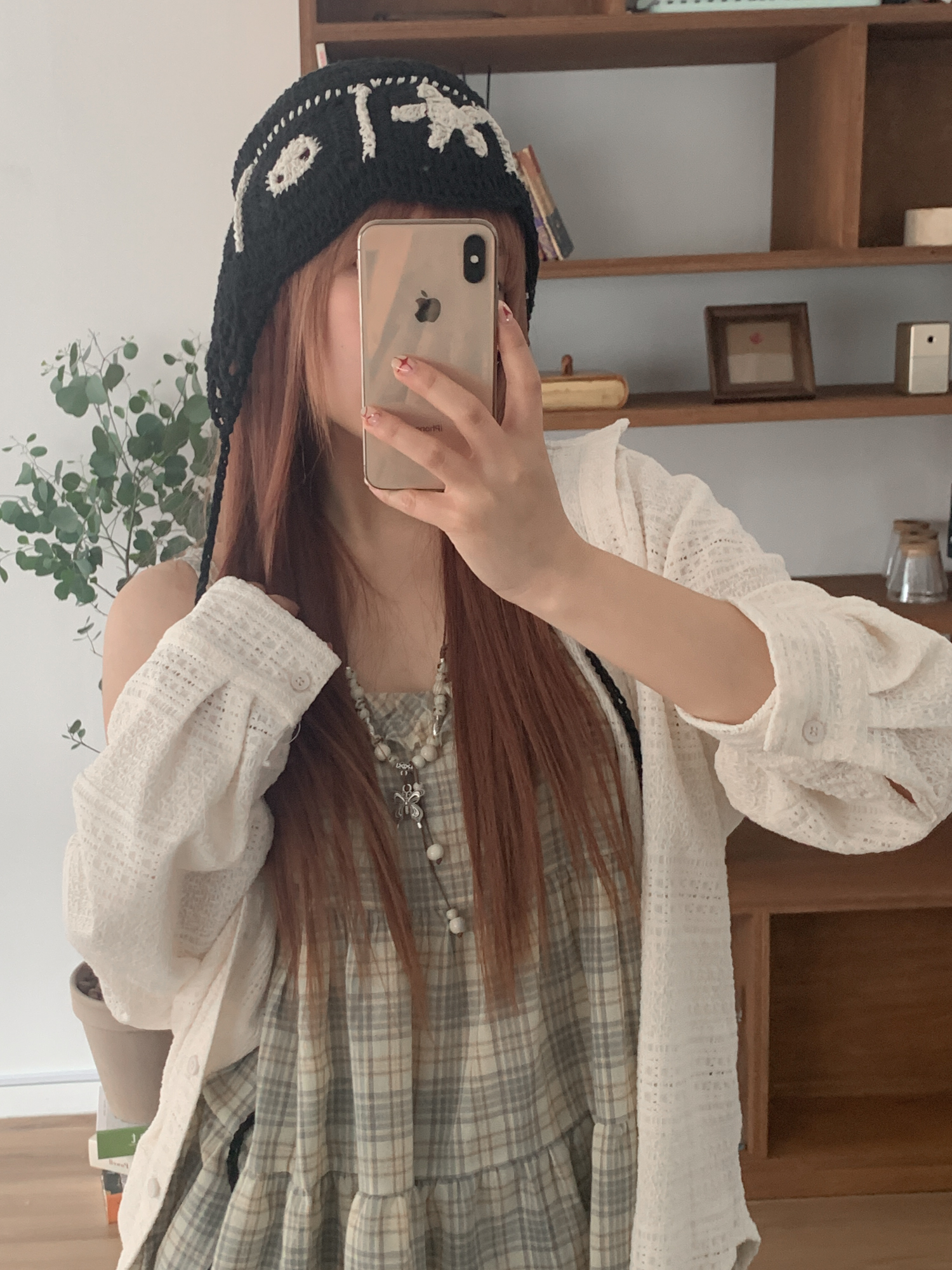 [인기!] 스타 라운드 패턴 뜨개 여름 귀도리 모자 2color 상세 이미지 22