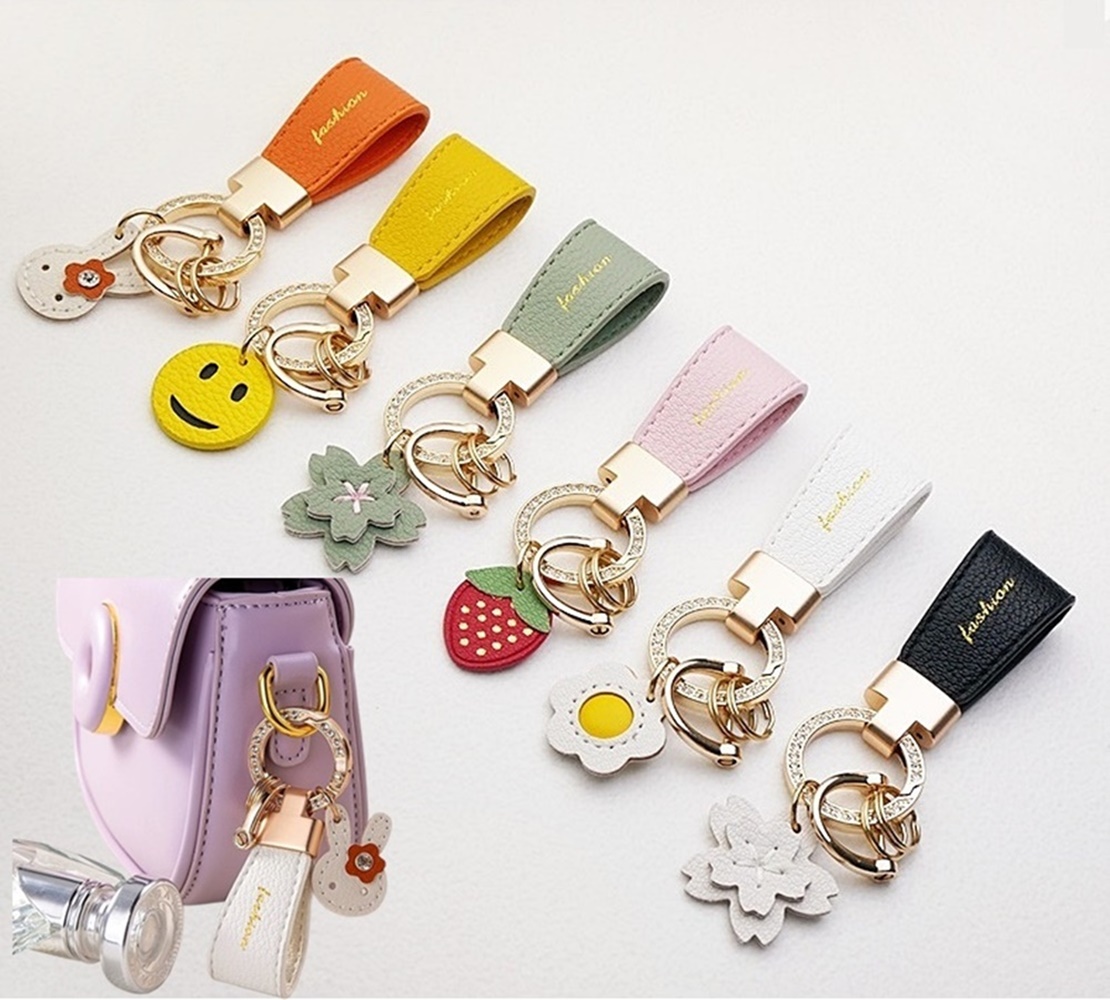 가죽 캐릭터 펜던트 키링 고급 자동차 키링 미니 가죽 가방 홀더링