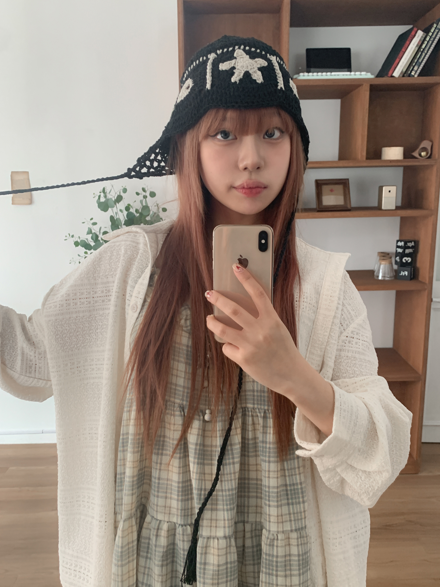 [인기!] 스타 라운드 패턴 뜨개 여름 귀도리 모자 2color 상세 이미지 20