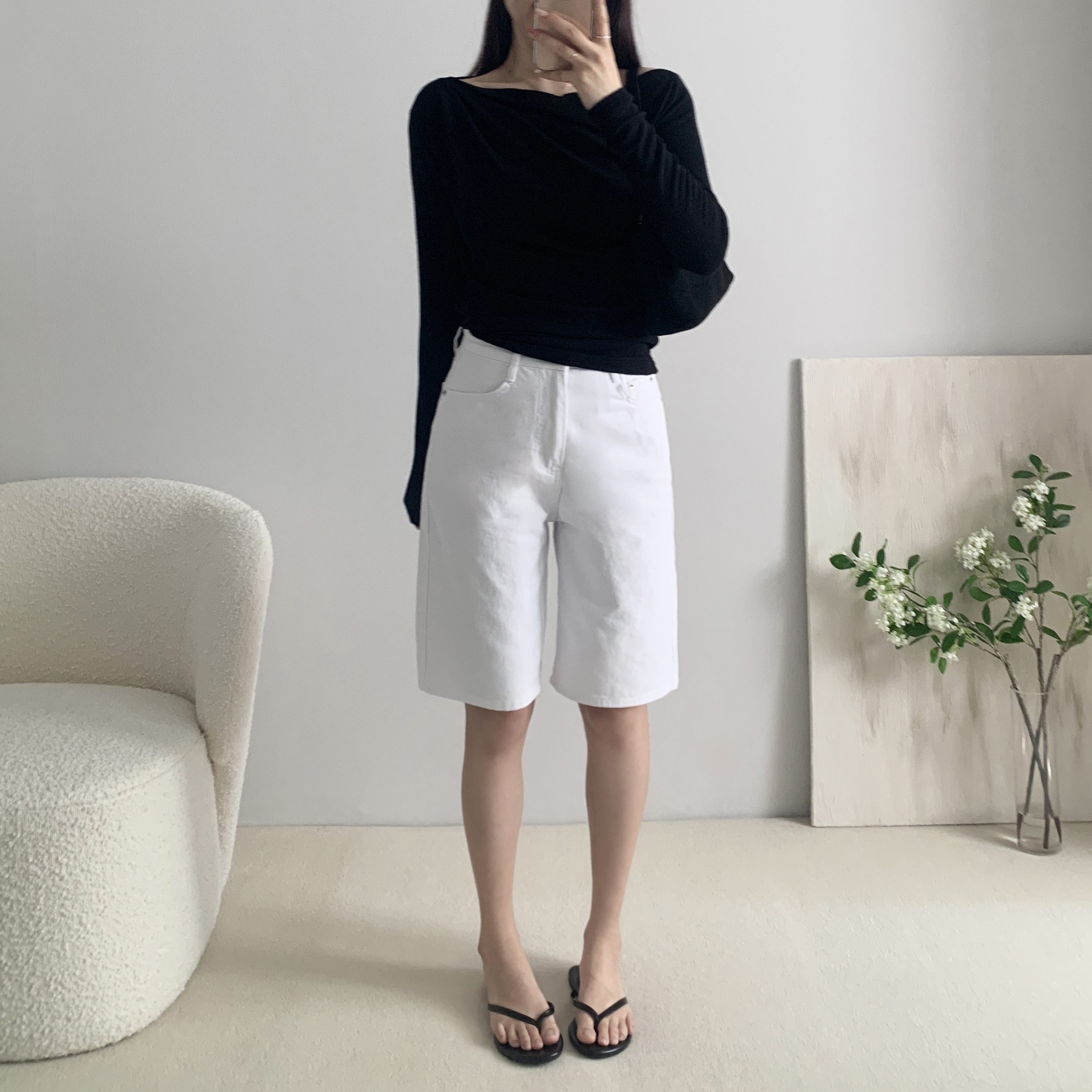 데님버뮤다팬츠 버뮤다청반바지 5부청바지 이미지 8