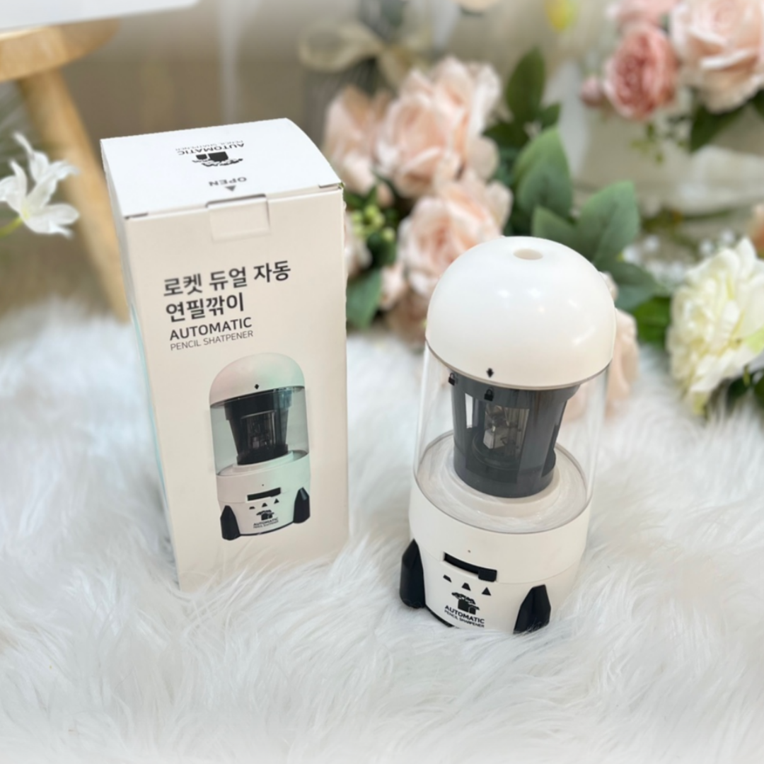 문구프로 로켓 전동연필깍이 자동상승 심조절 휴대용 연필깍이 - 상품 이미지