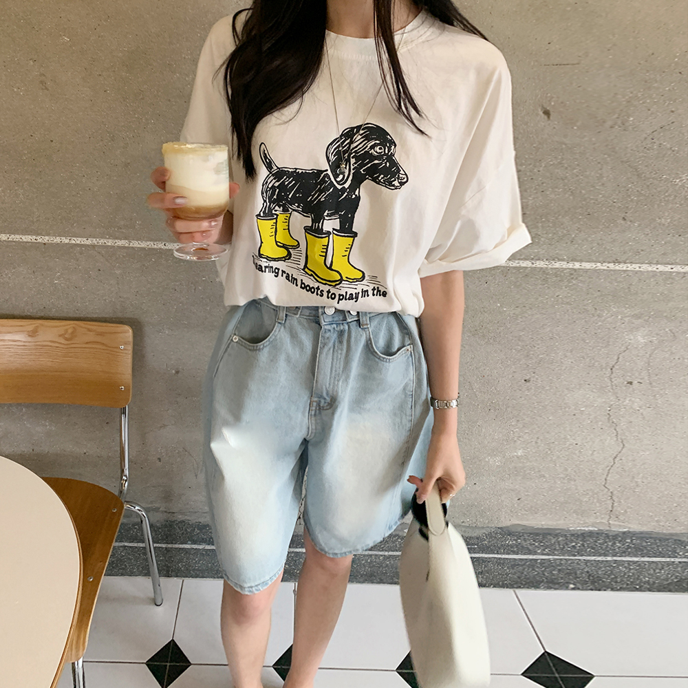 디모네 와이드핏 데님 반바지 - 상세 이미지 5