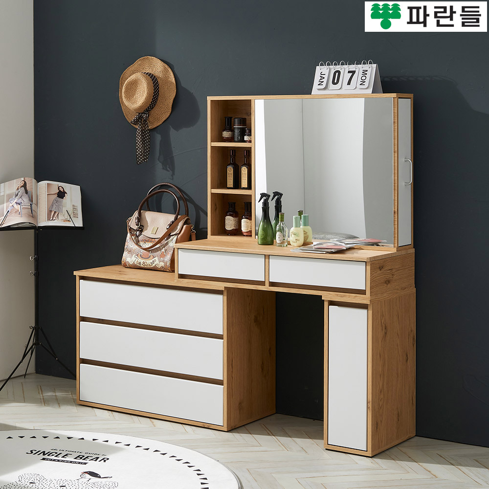 파란들가구 미인 거울수납 입식화장대B 서랍화장대세트 콘솔 - 상세 이미지 4