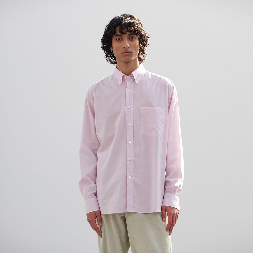 오라리 맨즈 셔츠 WASHED FINX TYPEWRITER BUTTON DOWN SHIRT 25SS 남자 무지 - 상세 이미지 4