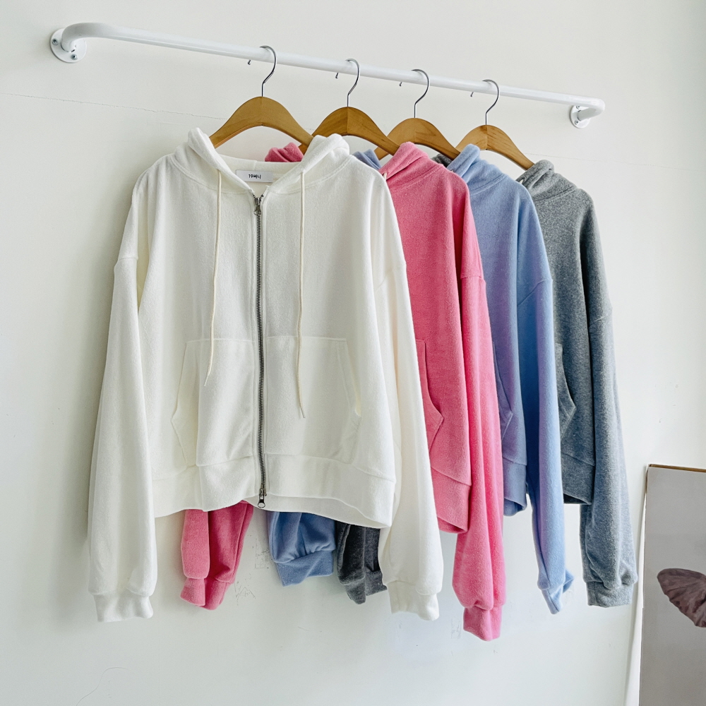 테리 크롭 후드집업 여성후드집업