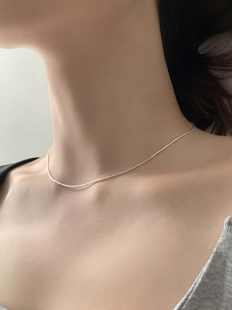 [무배] 셀프러브 탄탄 초커 네크리스 - 실버925 뱀줄 컷팅 레이어드 짧은 초커목걸이 - 상세 이미지 4