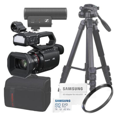 파나소닉 PANASONIC 캠코더 AG-CX20+젠하이저 MKE400 샷건마이크+가방+삼각대+512GB 올인원패키지