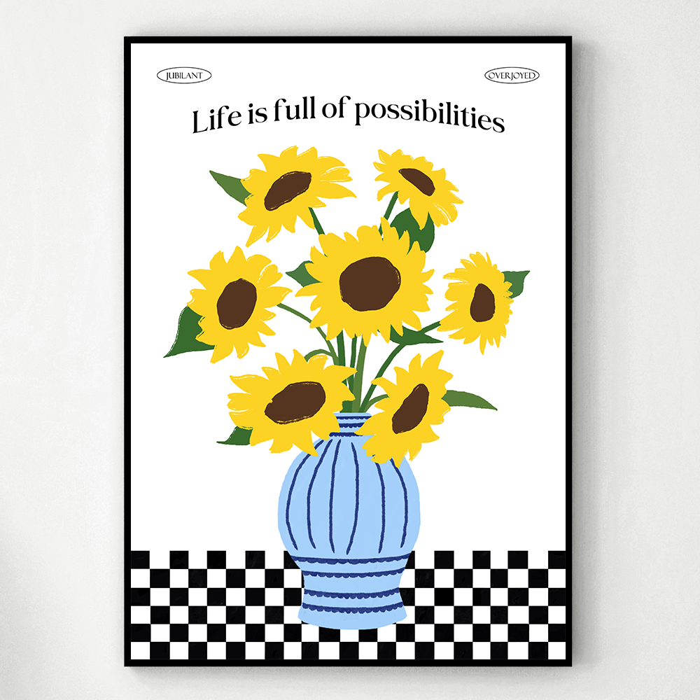 해바라기 그림 액자 일러스트 Check G A4