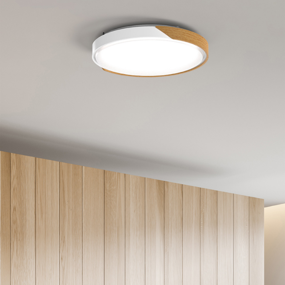 안방등 국산 LED 우드 원목 원형 방등 전등 50W, 오크/주백색 이미지 6