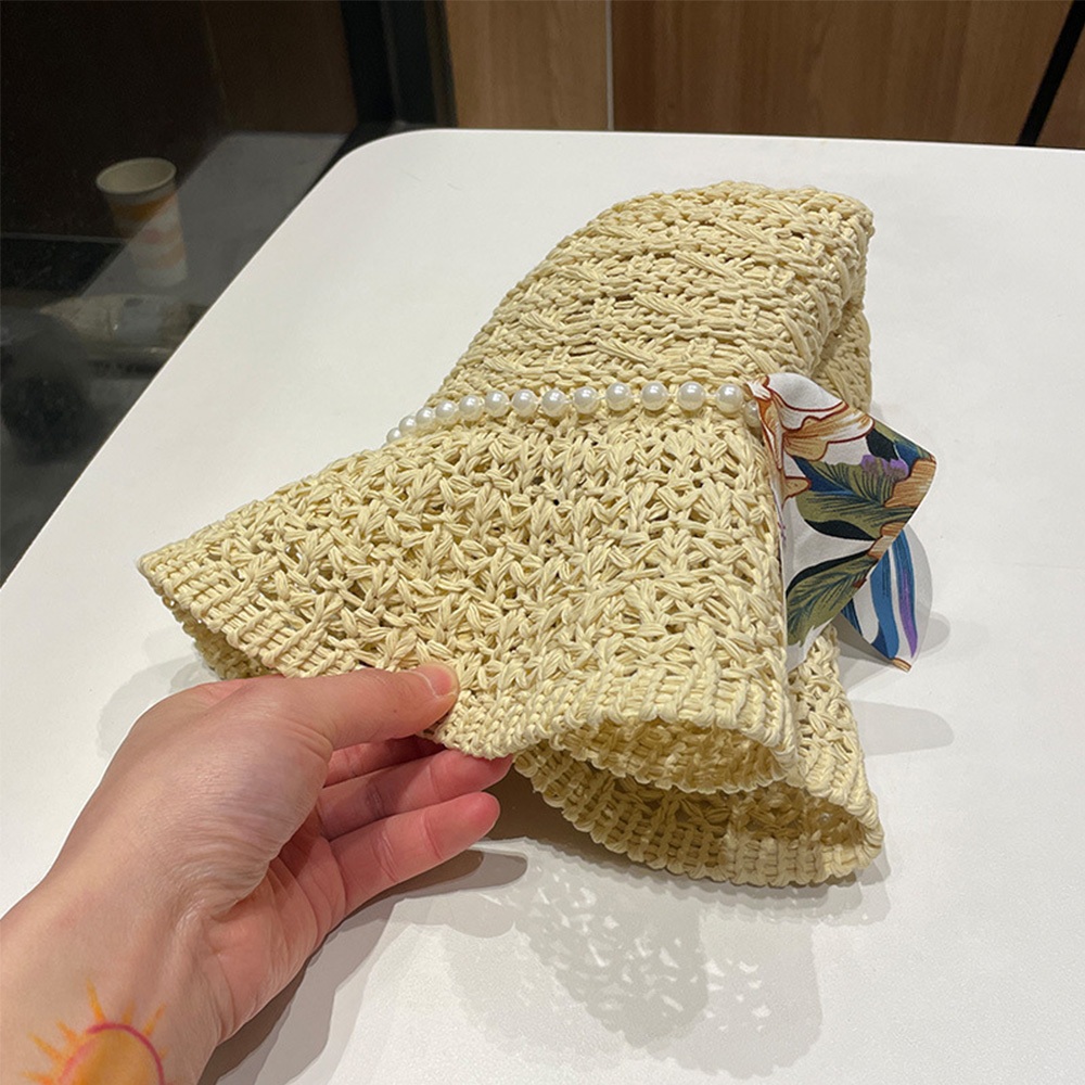 버킷햇 여름 여성 서핑 밀짚 챙 넓은 휴양지 모자 라피아햇 이미지 6