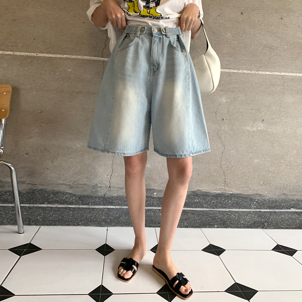 디모네 와이드핏 데님 반바지 - 상세 이미지 4