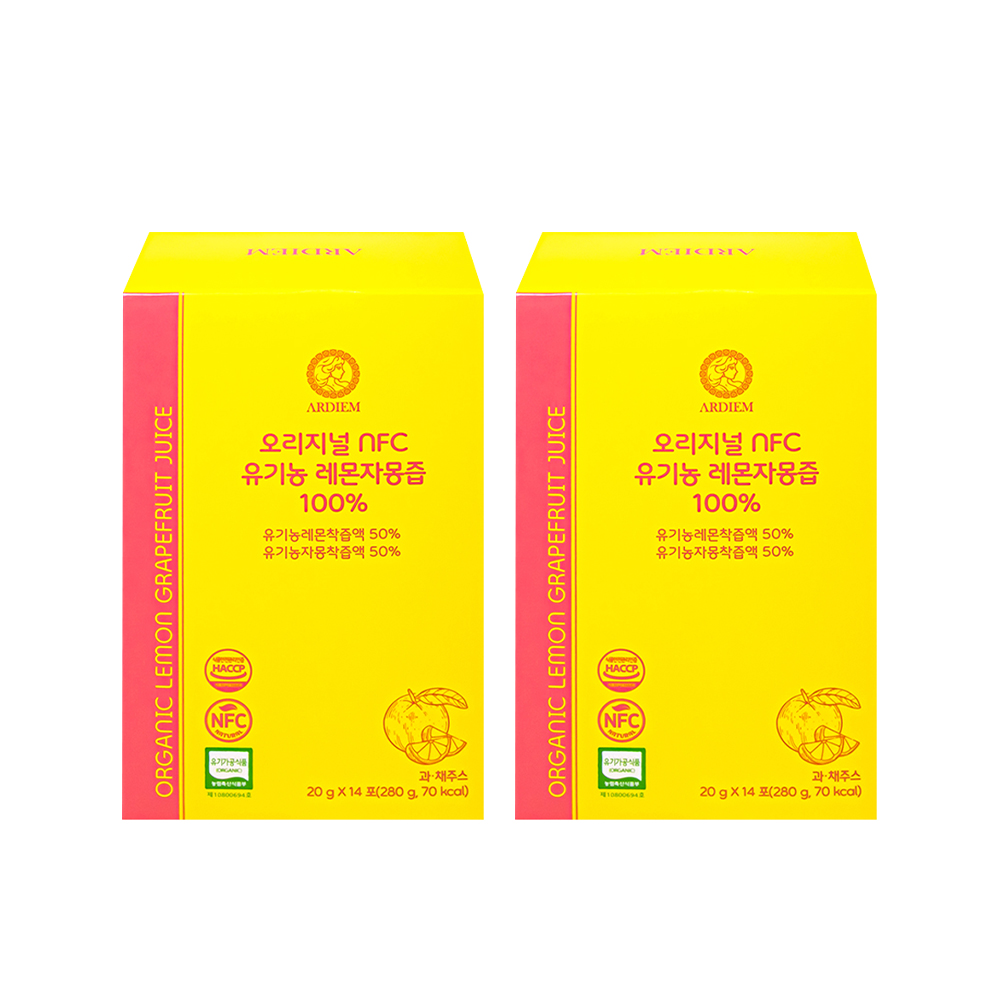 루디엠 아르디엠 100% NFC 유기농 레몬자몽즙 레몬자몽착즙원액 14포, 2개 - 상세 이미지 2